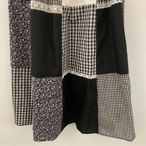 Handmade Boho Black/White Gingham Cottagecore Farmhouse Patchwork Skirt Size M - Picture 5 of 6